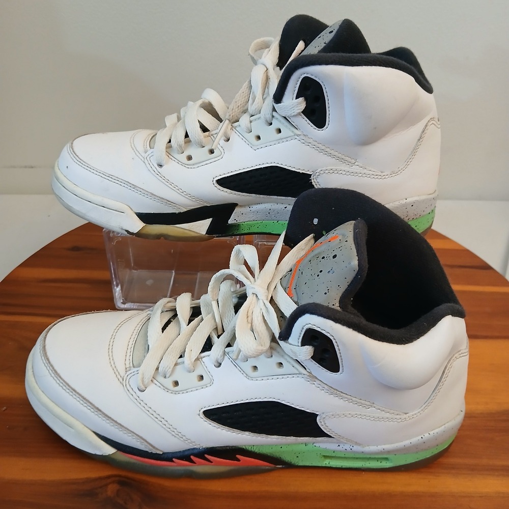 Jordan 5 Retro Poison Green GS Kids 7Y White Shoes Sneakers 440888-115